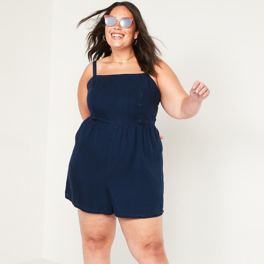 Old Navy Chambray Cami Romper (XL Tall)